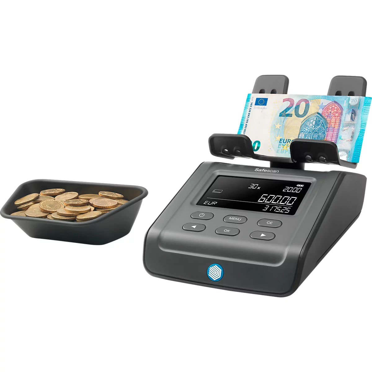 Balance monétaire Safescan 6165 G3, pour pièces &amp; billets, 13 devises préinstallées, fonction d'addition &amp; d'impression