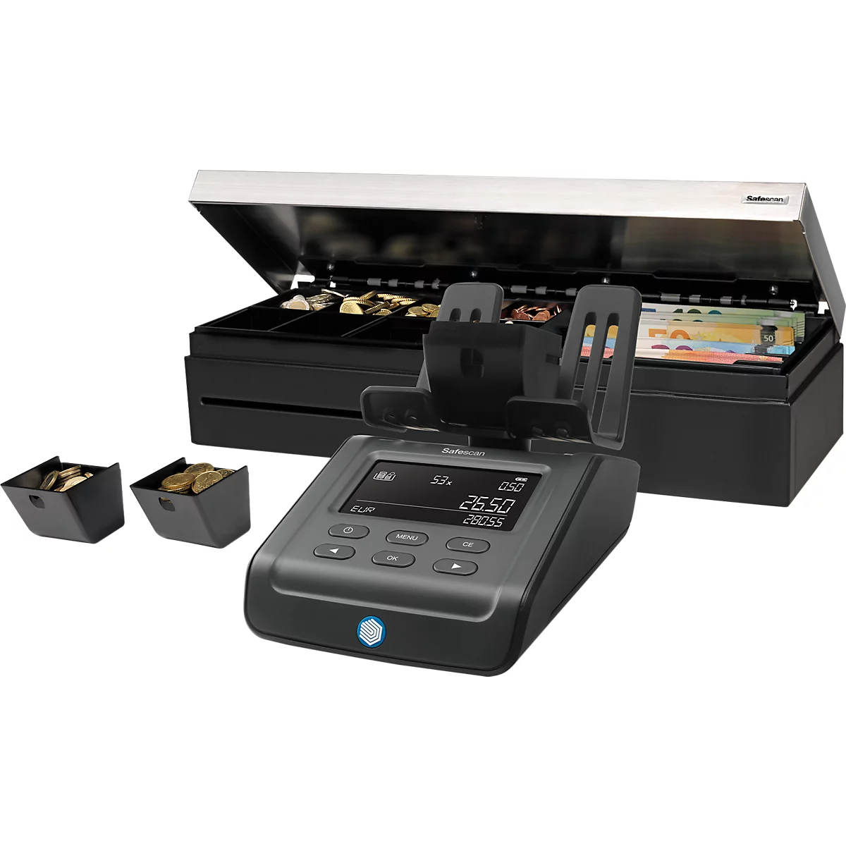 Balance monétaire Safescan 6165 G3, pour pièces &amp; billets, 13 devises préinstallées, fonction d'addition &amp; d'impression