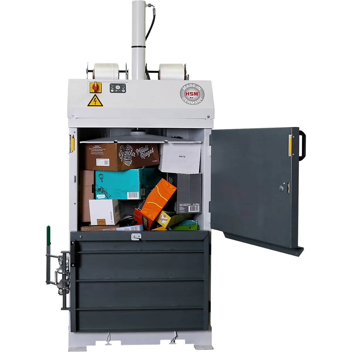Balenpers HSM V-Press 503 eco, 2 verticale omsnoeringen, geschikt voor balenafvoerwagen, perskracht 30 kN, knevelslot