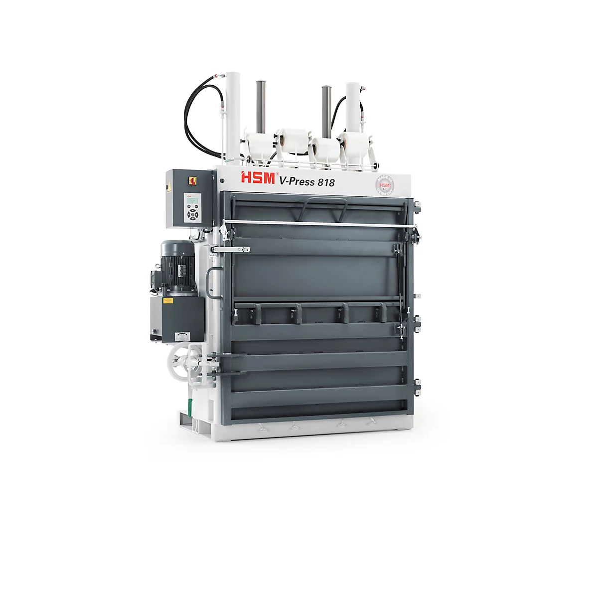 Balenpers HSM V-Press 818 plus, 4 verticale omsnoeringen voor balen tot 200 kg, perskracht 185 kN, TorsionControlSystem, vulklep
