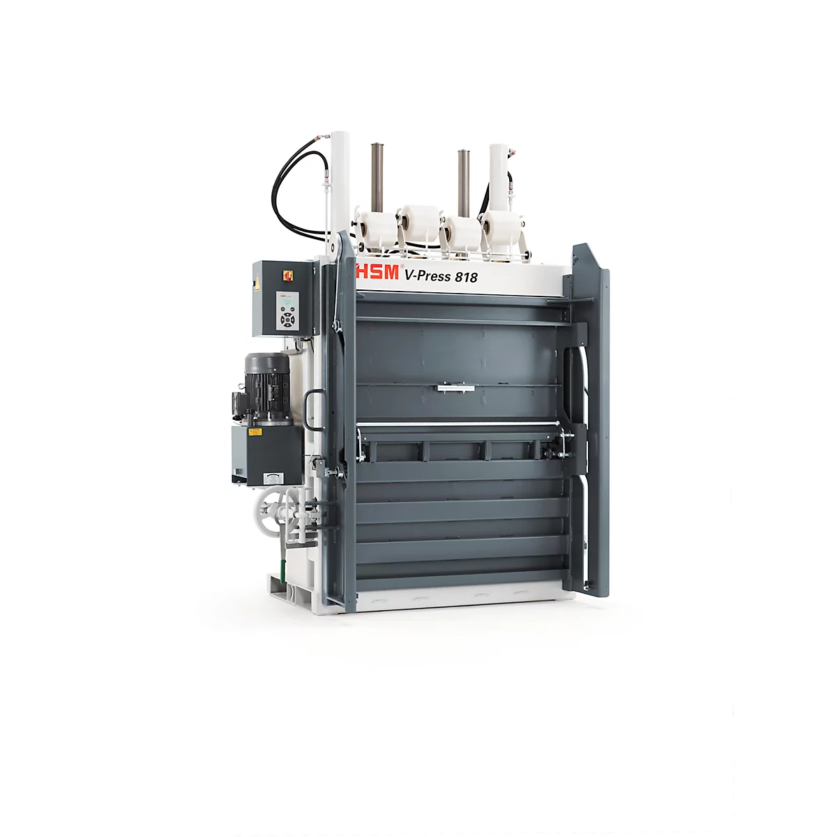Balenpers HSM V-Press 818 plus, 4 verticale omsnoeringen voor balen tot 200 kg, perskracht 185 kN, TorsionControlSystem, vulklep