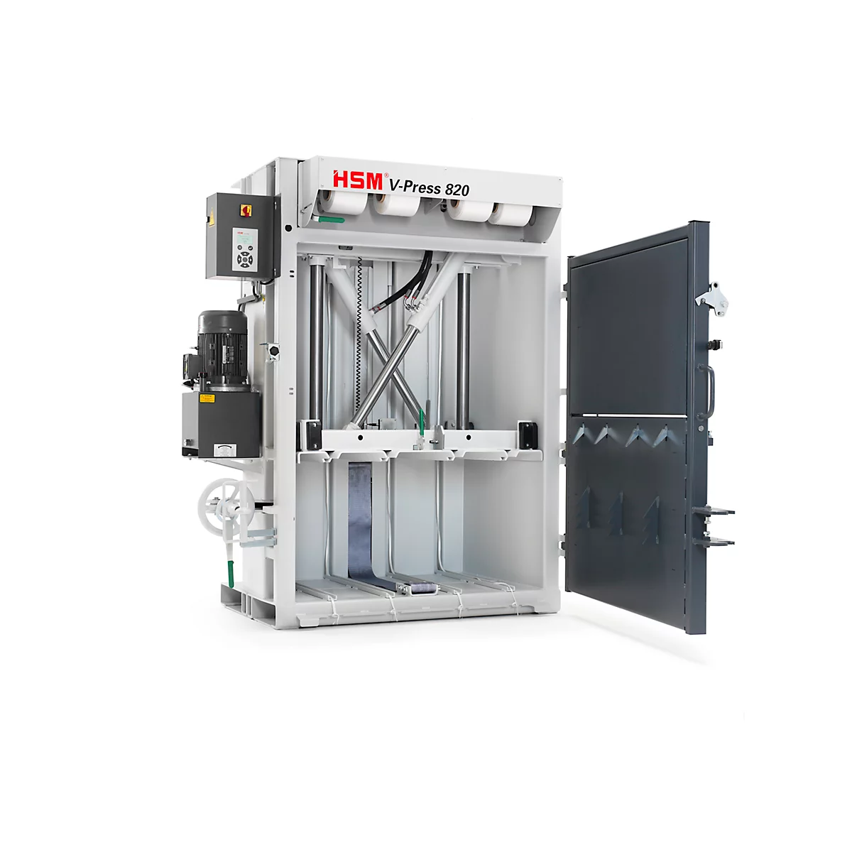 Balenpers HSM V-Press 820 plus, 4 verticale banden voor balen tot 250 kg, perskracht 178 kN, vulklep