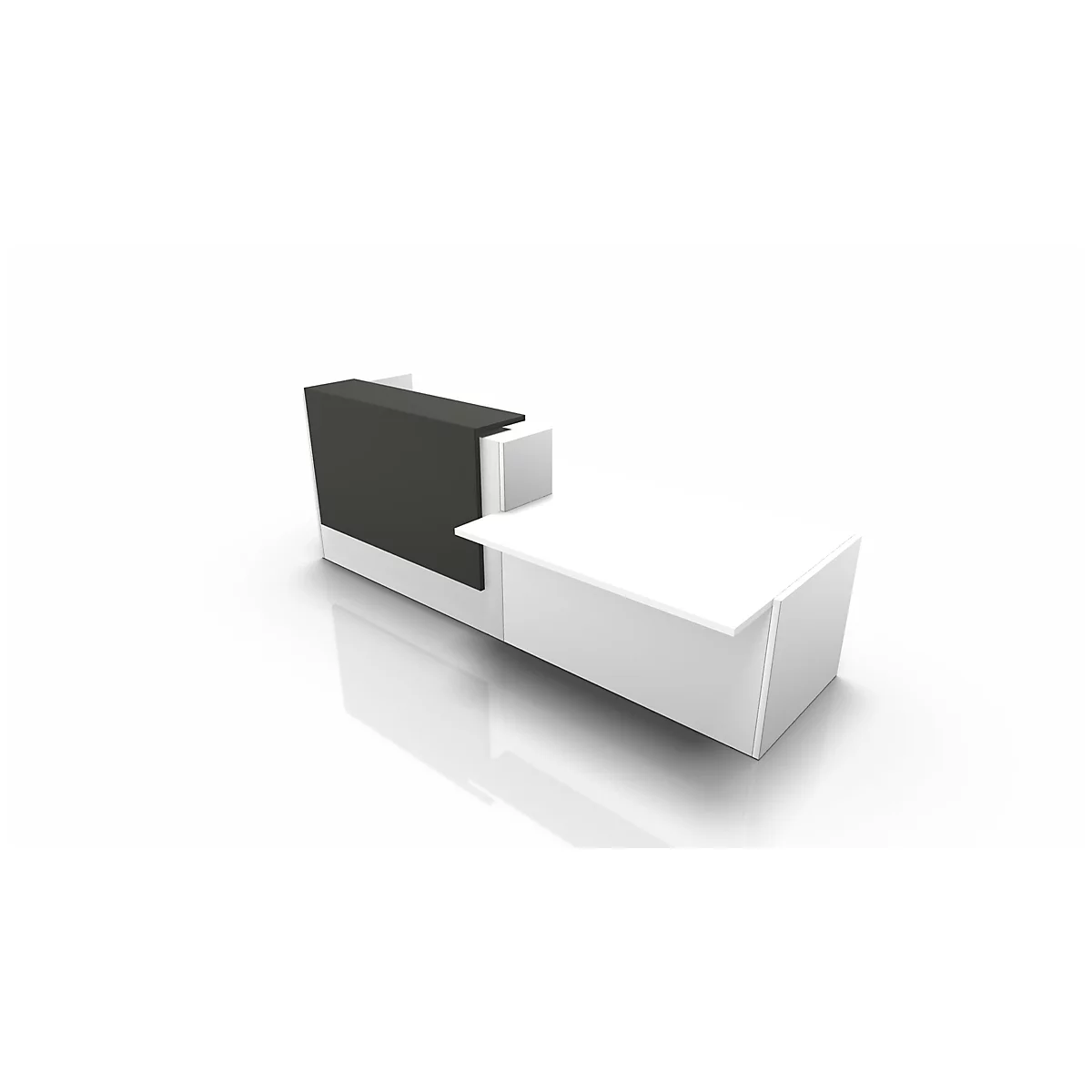 Balie Spezia, opbergplek, links, B 3060 x D 1125 x H 1130 mm, wit/grijs