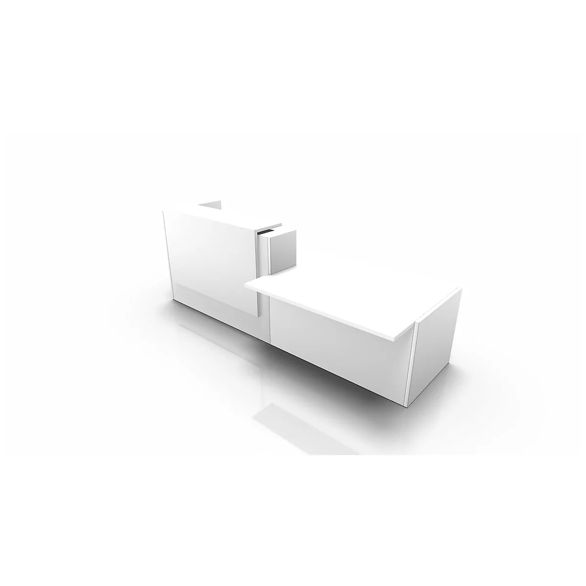 Balie Spezia, opbergplek, links, B 3060 x D 1125 x H 1130 mm, wit/wit