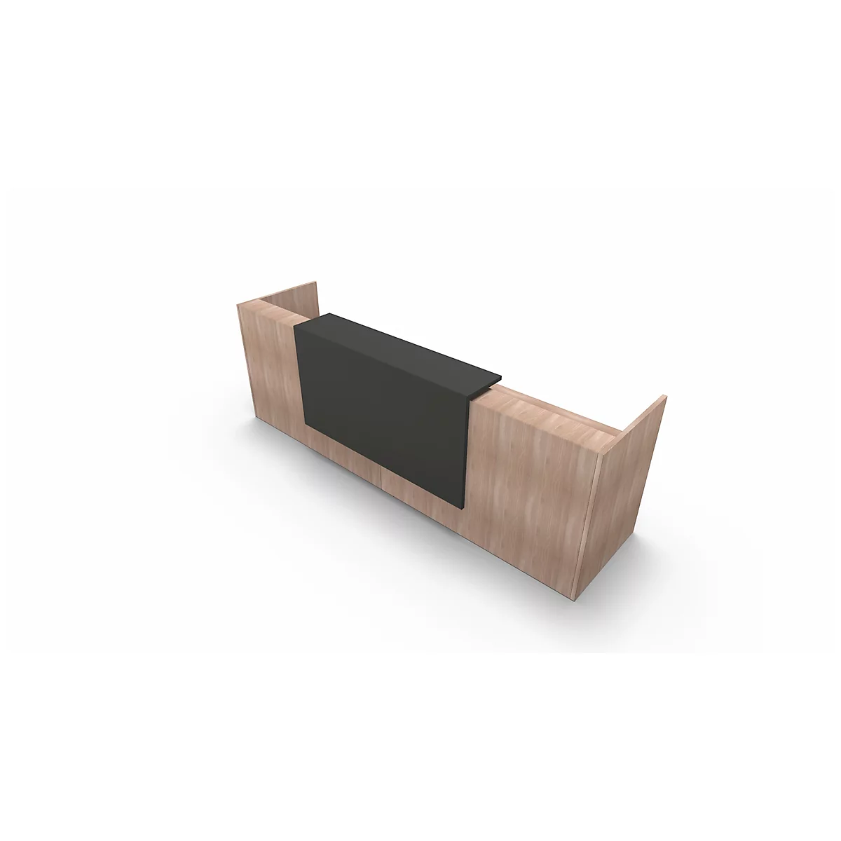 Balie Spezia, recht, B 3260 x D 880 x H 1130 mm, ieppatroon/leder grijs