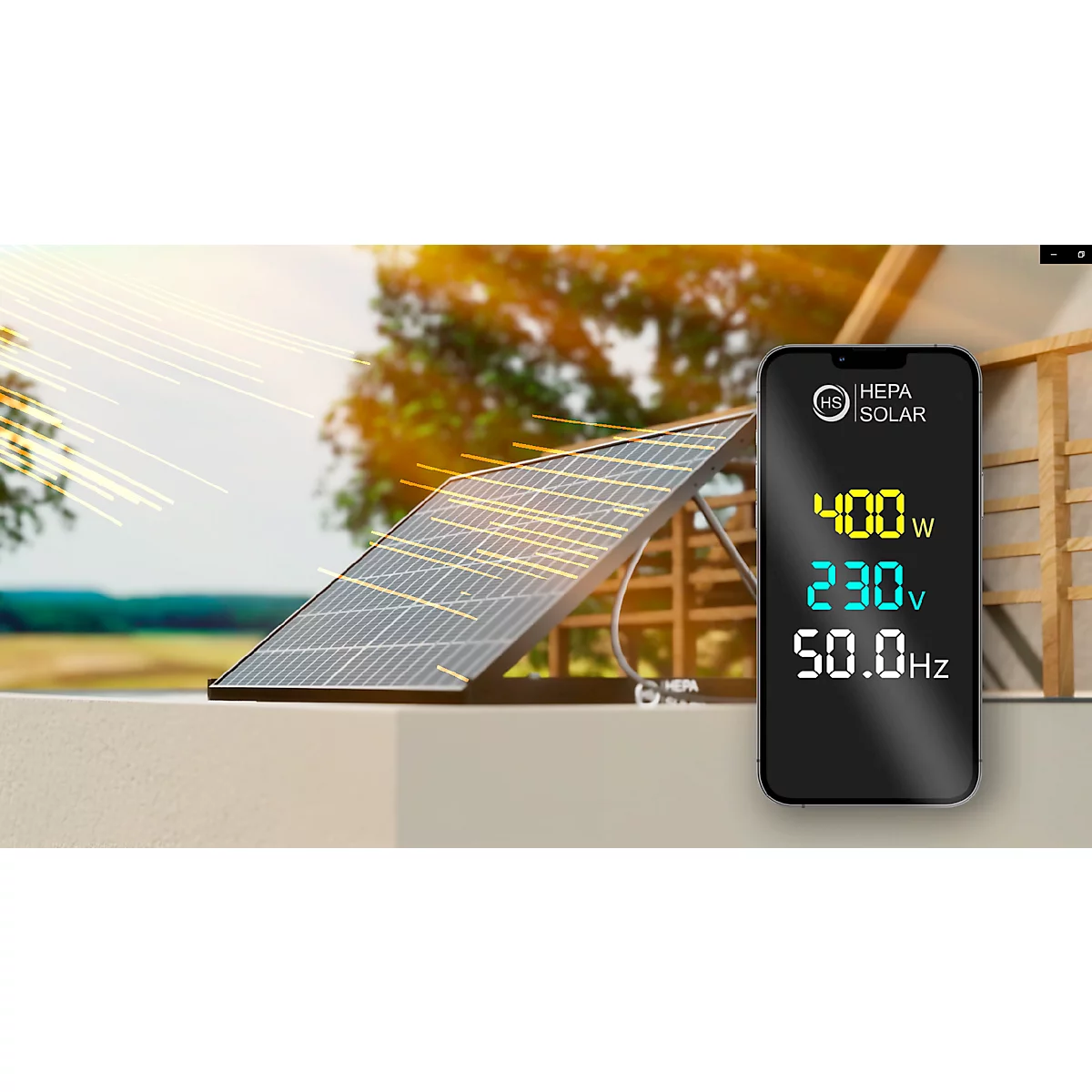 Balkonkraftwerk HEPA Solar Premium 800, Leistung 800 W, Mikrowechselrichter mit WLAN, 5 m Kabel, schwarz