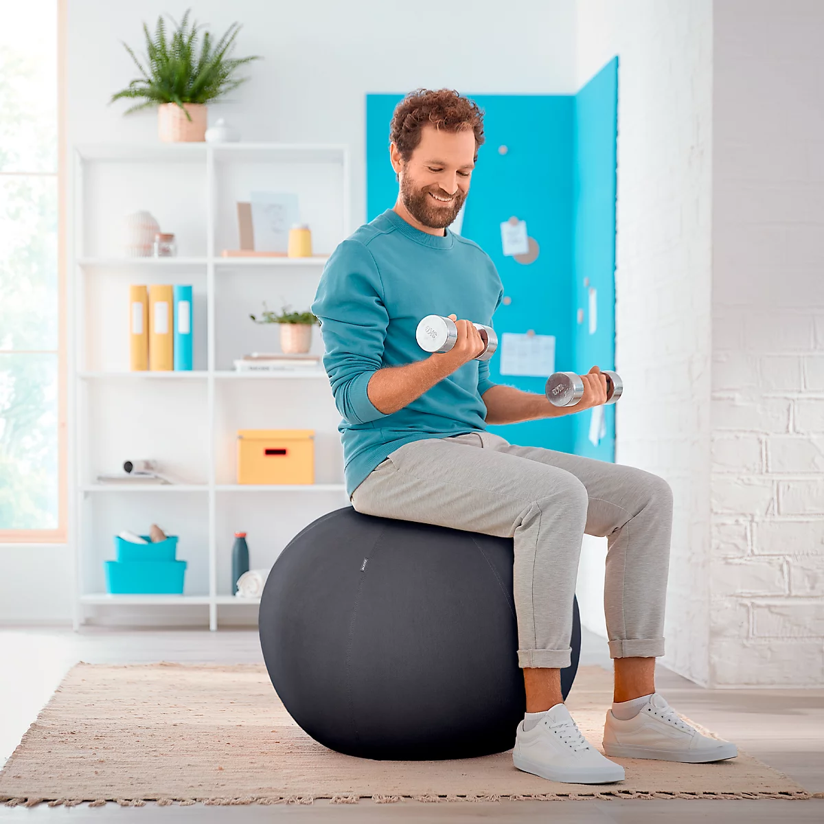 Balle d'assise Ergo Cosy Leitz, Ø 650 mm, revêtement en tissu gris