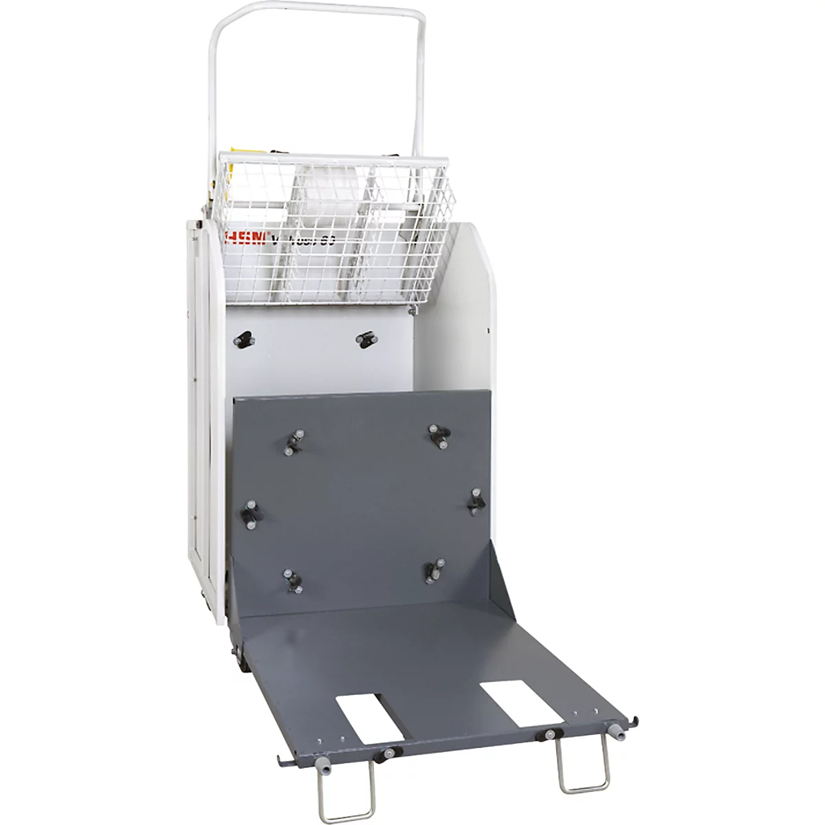 Ballenpresse HSM V-Press 60, manuell, 3 Umreifungen in Kreuzabbindung für Ballen bis 40 kg, mit Lenk- & Bockrollen