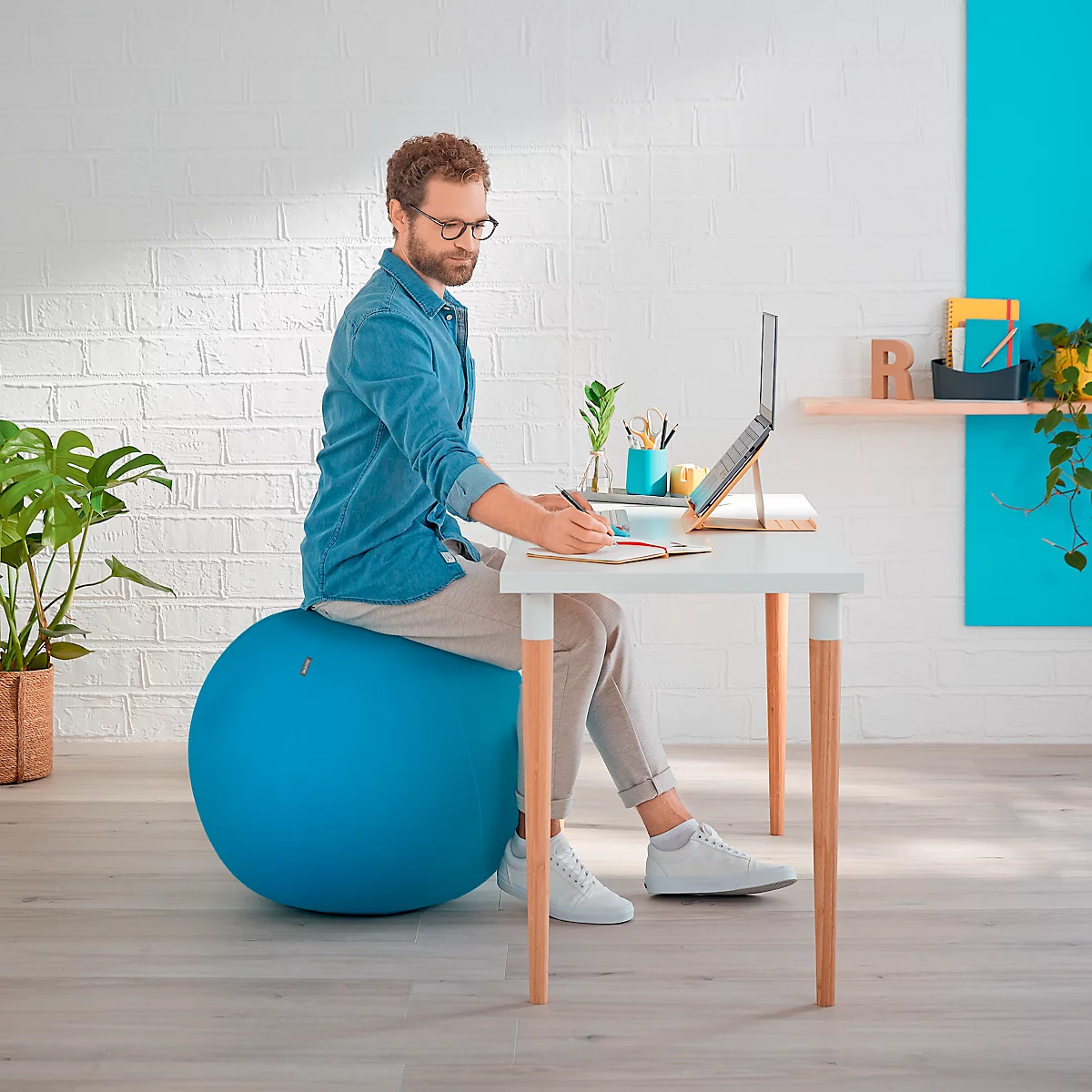 Ballon d'assise Ergo Cosy Leitz, Ø 650 mm, revêtement en tissu, bleu