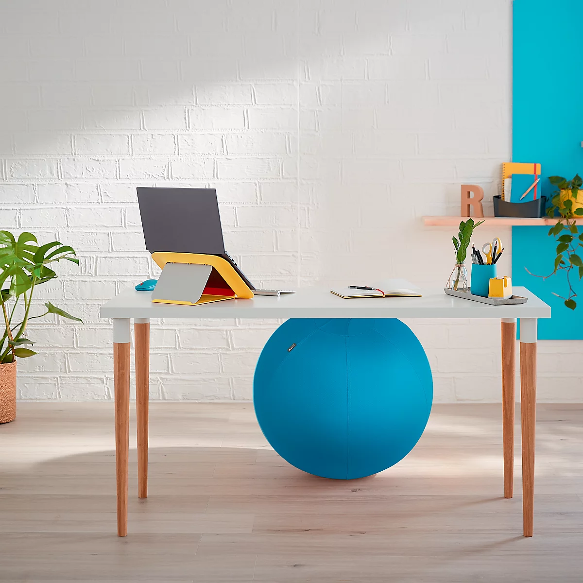 Ballon d'assise Ergo Cosy Leitz, Ø 650 mm, revêtement en tissu, bleu