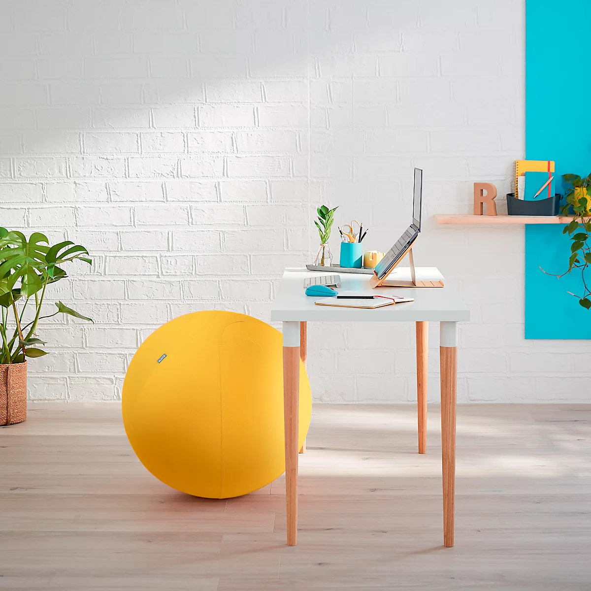 Ballon d'assise Ergo Cosy Leitz, Ø 650 mm, revêtement en tissu, jaune