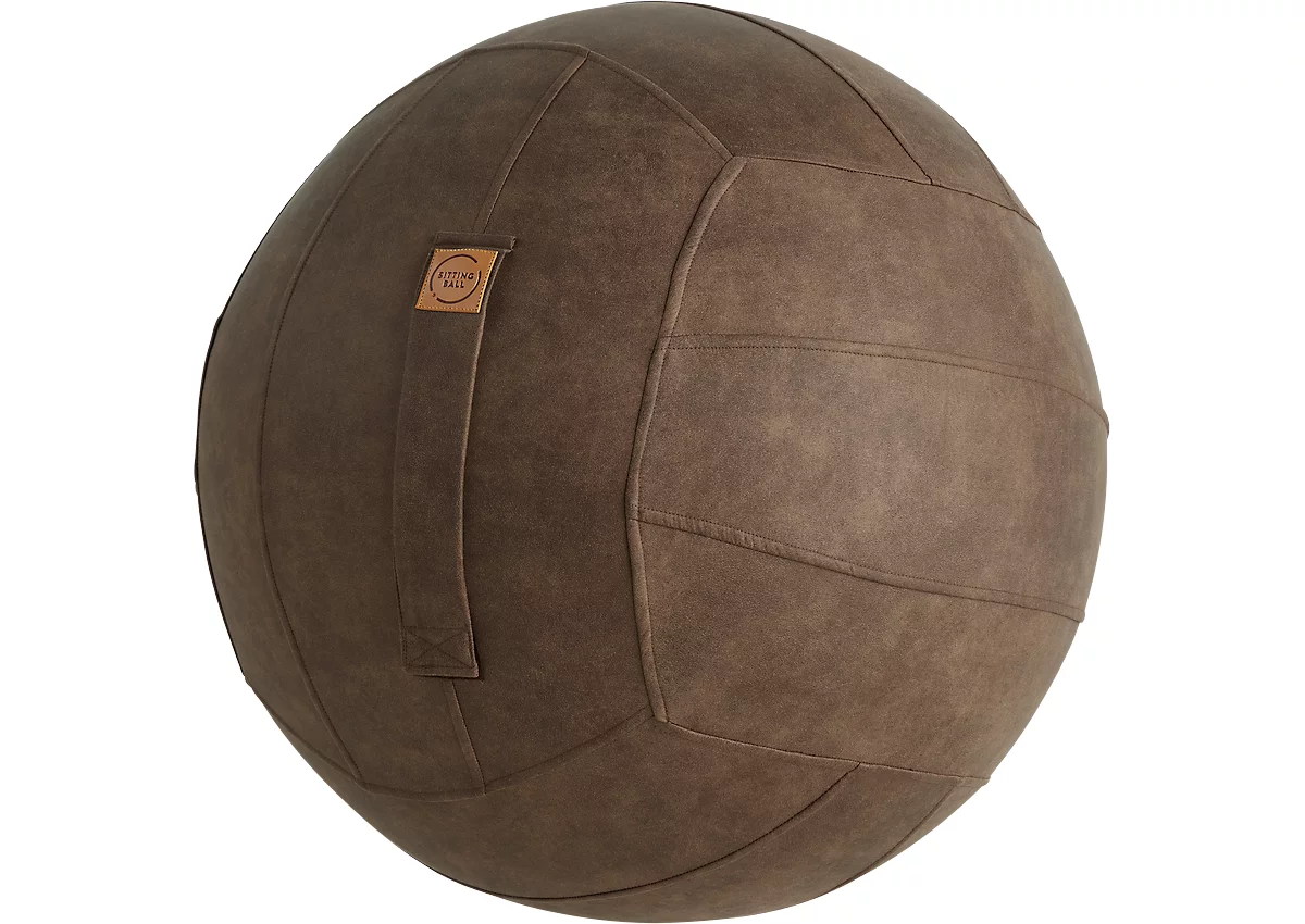Balón asiento FRANKIE, imitación de cuero con estética vintage, balón interior de PVC, lazo de sujeción, marrón