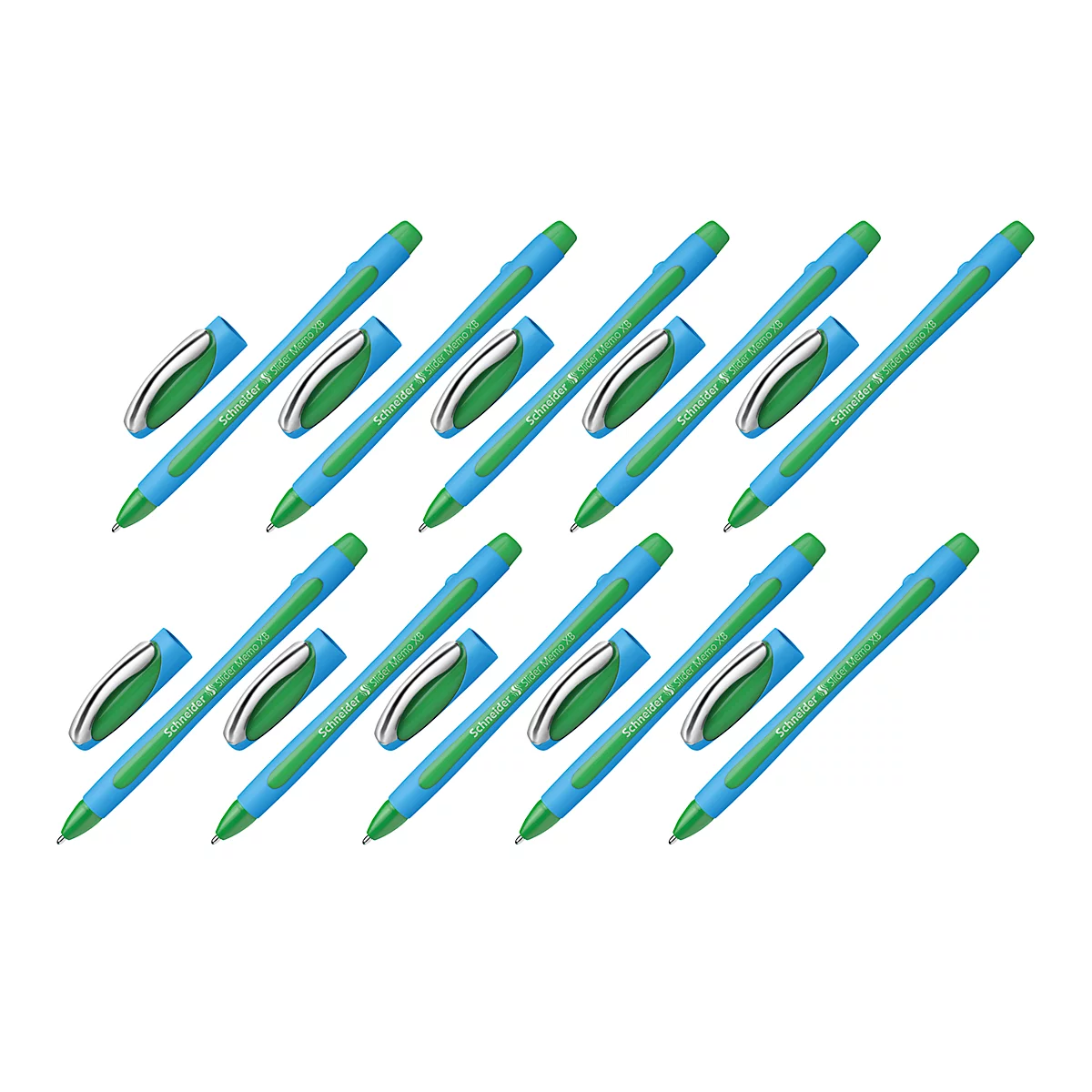 Balpen Slider Memo, groen, 10 stuks