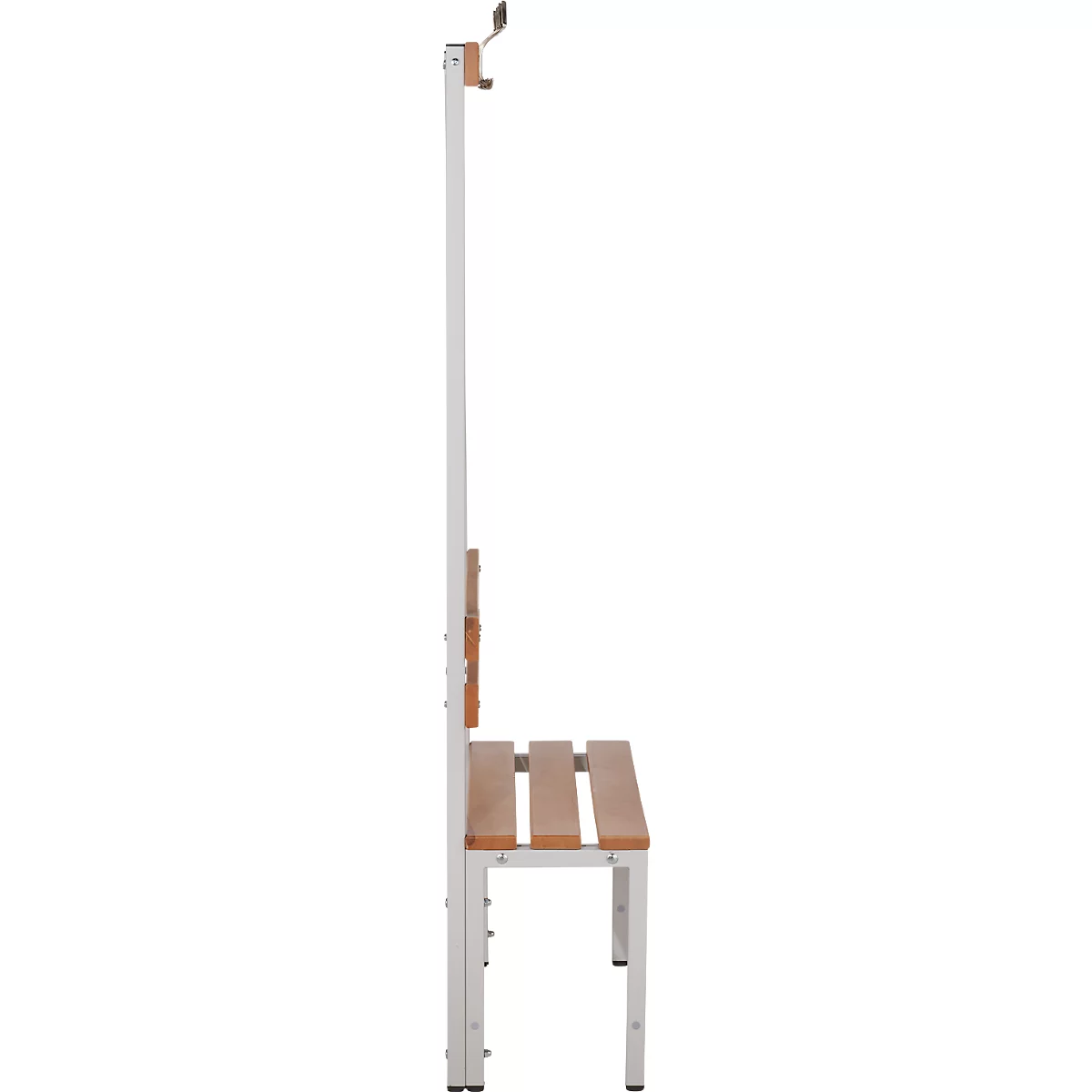 Banc de vestiaires avec dossier et crochets L 1000 mm