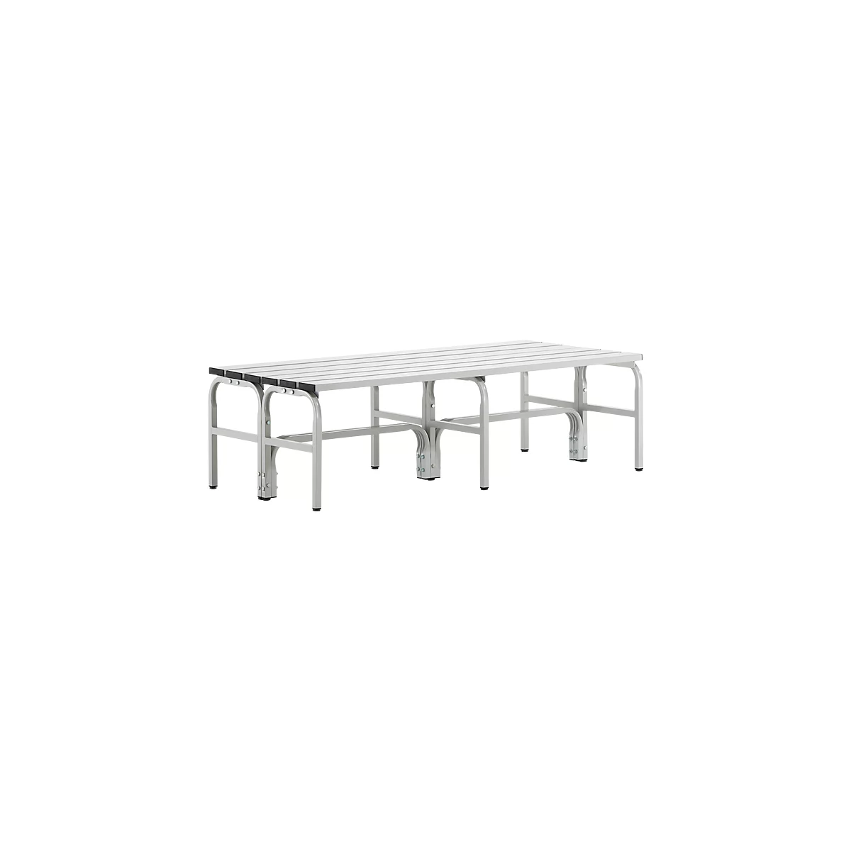 Banc de vestiaires, fil en inox/alu, double, L 1500 mm, gris clair