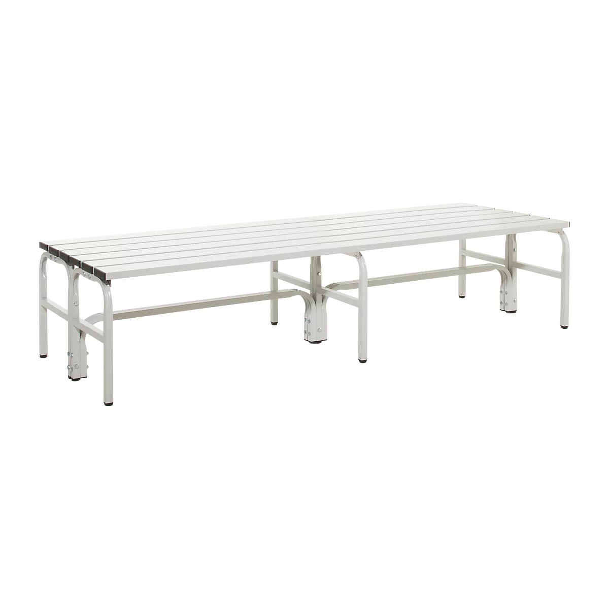 Banc de vestiaires, fil en inox/alu, double, L 2000 mm, gris clair
