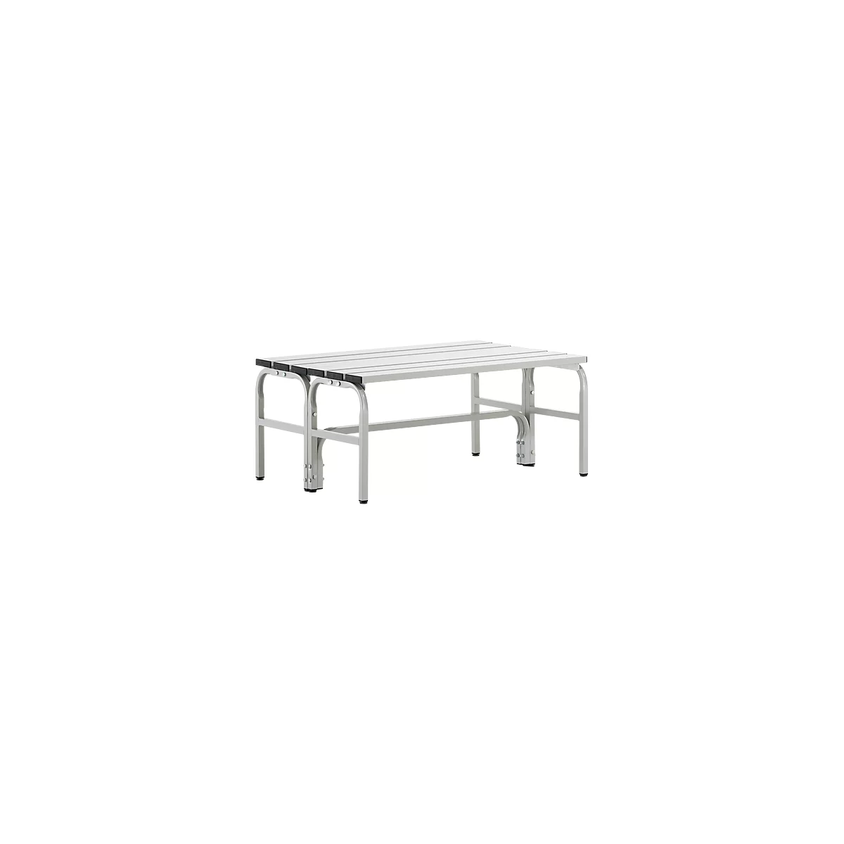 Banc de vestiaires, fils en acier/alu, double, 1015 mm de long, gris clair