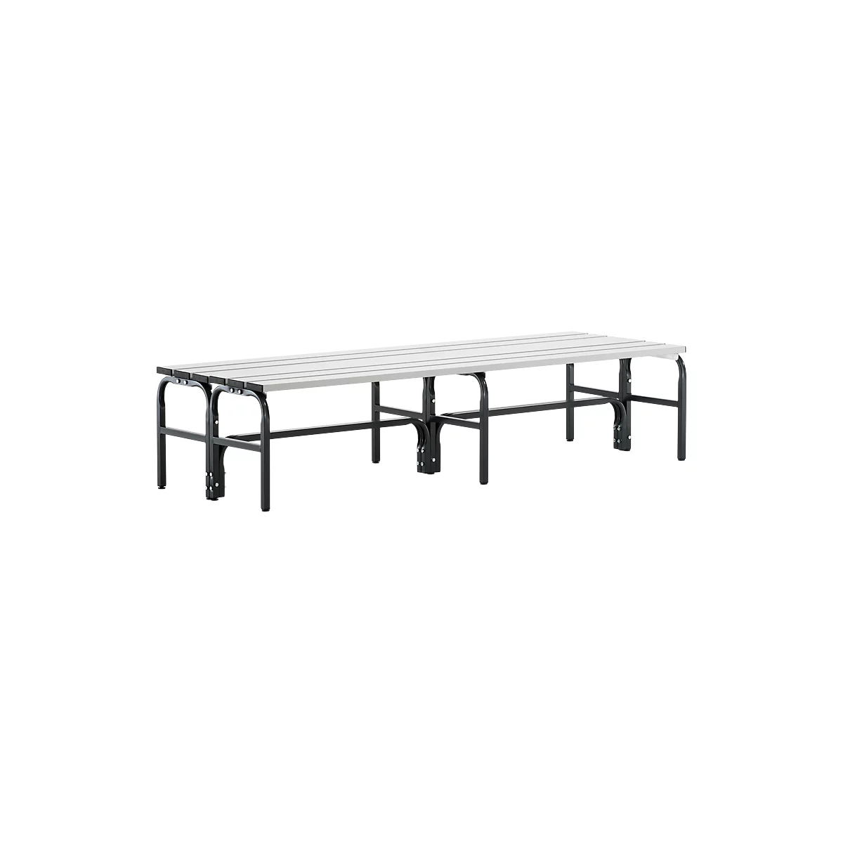 Banc de vestiaires, fils en acier/alu, double, 2000 mm de long, anthracite
