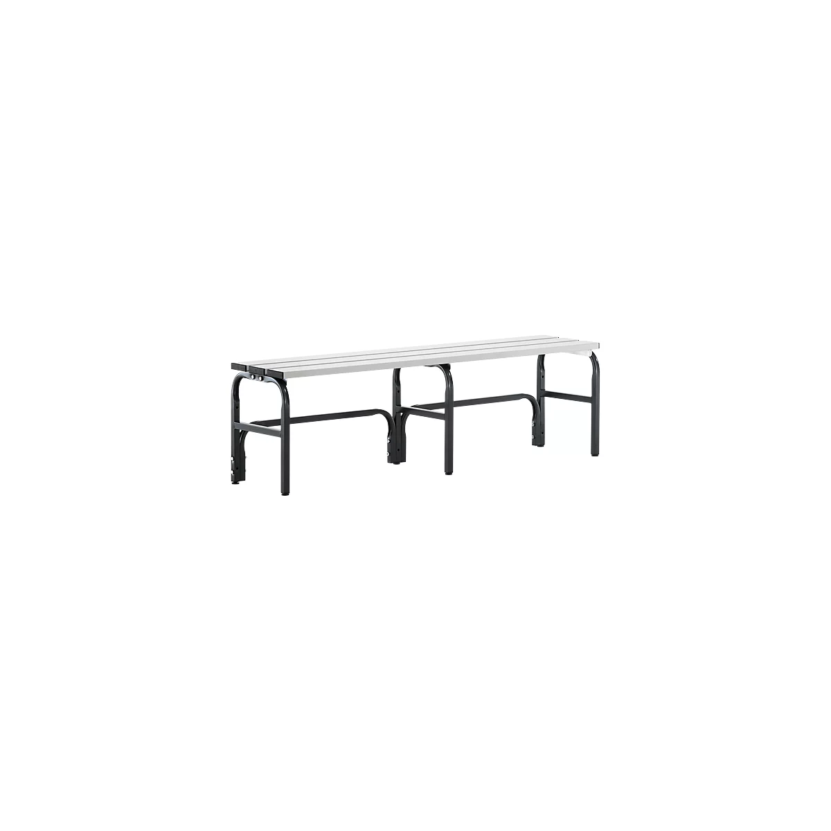 Banc de vestiaires, fils en acier/alu, simple, 1500 mm de long, anthracite