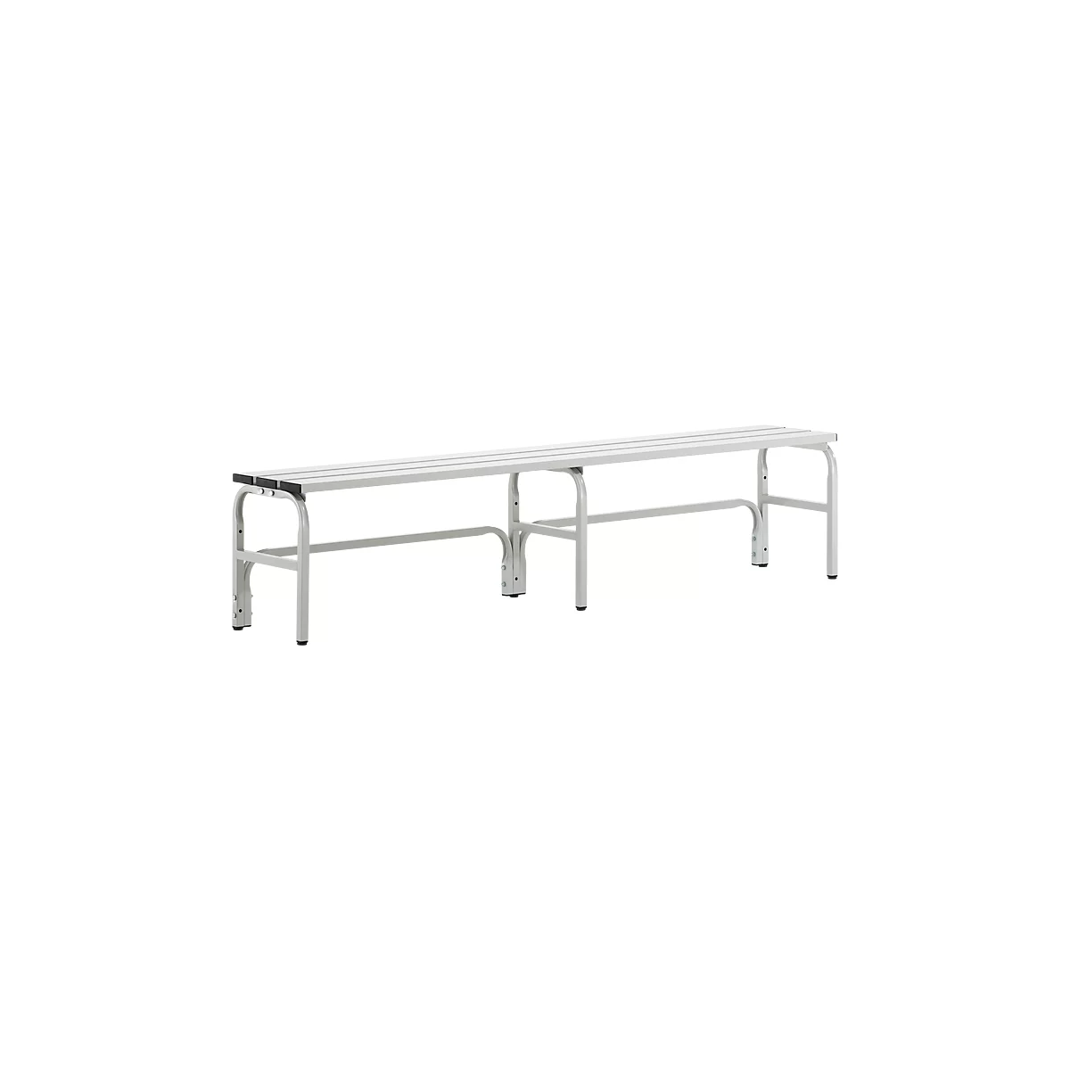 Banc de vestiaires, fils en acier/alu, simple, 2000 mm de long, gris clair