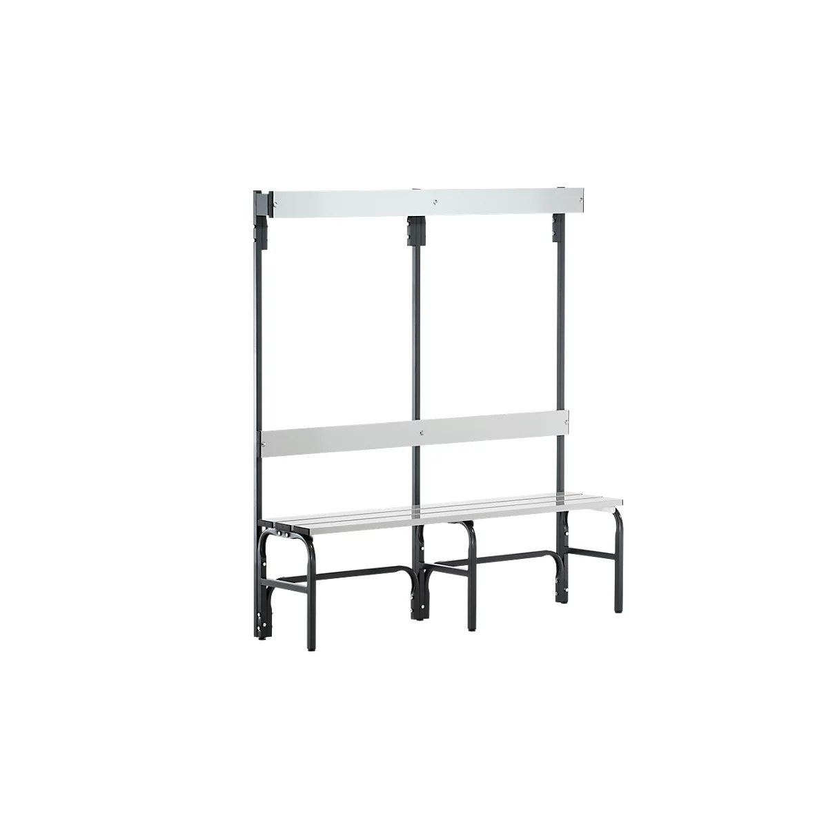 Banc de vestiaires, fils en acier/alu, simple avec portemanteaux, 1500 mm de long, anthracite