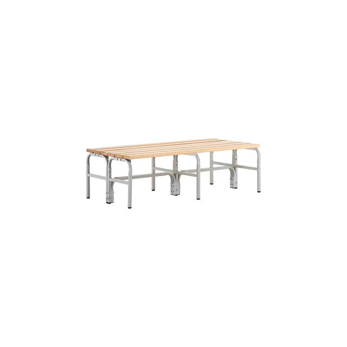 Banc de vestiaires, fils en acier/bois, double, L 1500 mm, gris clair