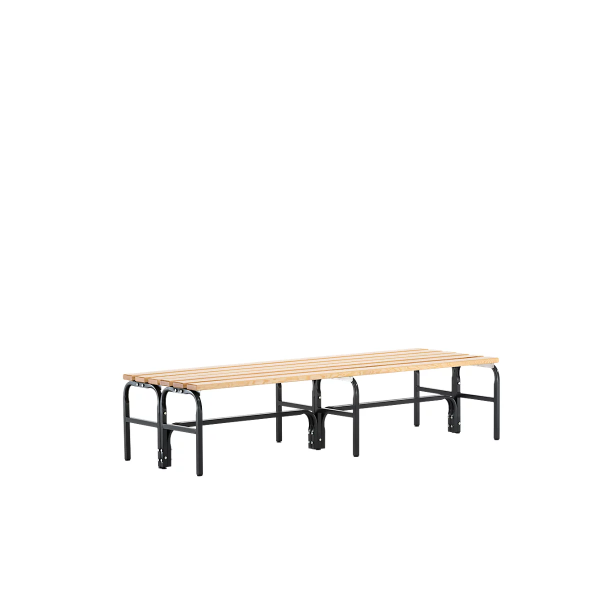Banc de vestiaires, fils en acier/bois, double, L 2000 mm, gris clair
