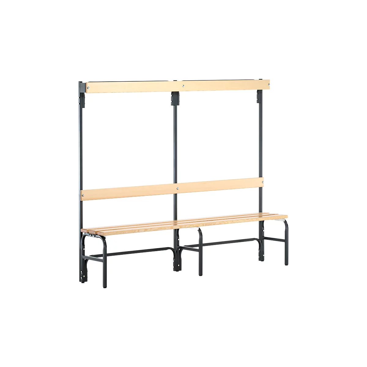 Banc de vestiaires, fils en acier/bois, simple, avec portemanteaux, L 2000 mm, anthracite