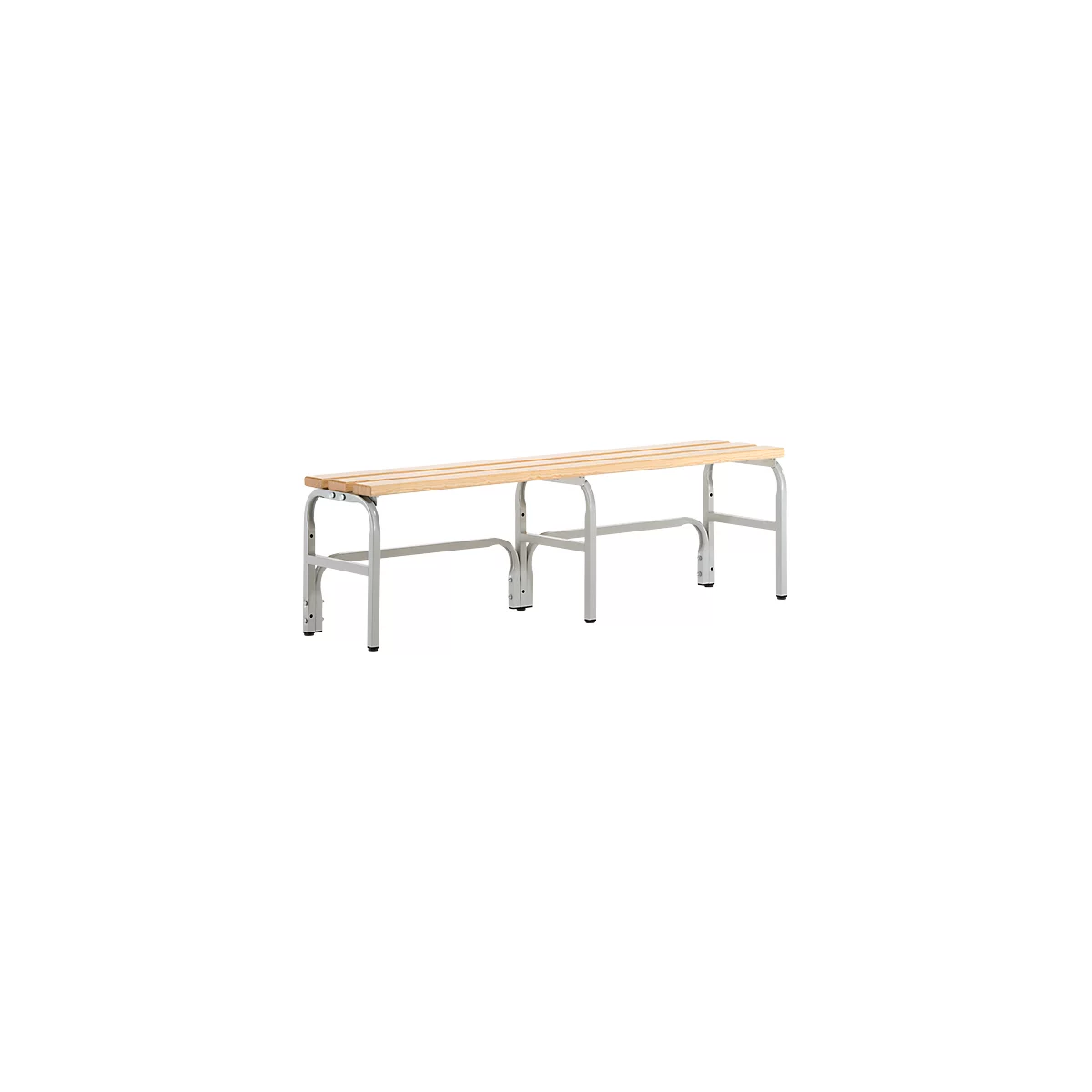 Banc de vestiaires, fils en acier/bois, simple, L 1500 mm, gris clair