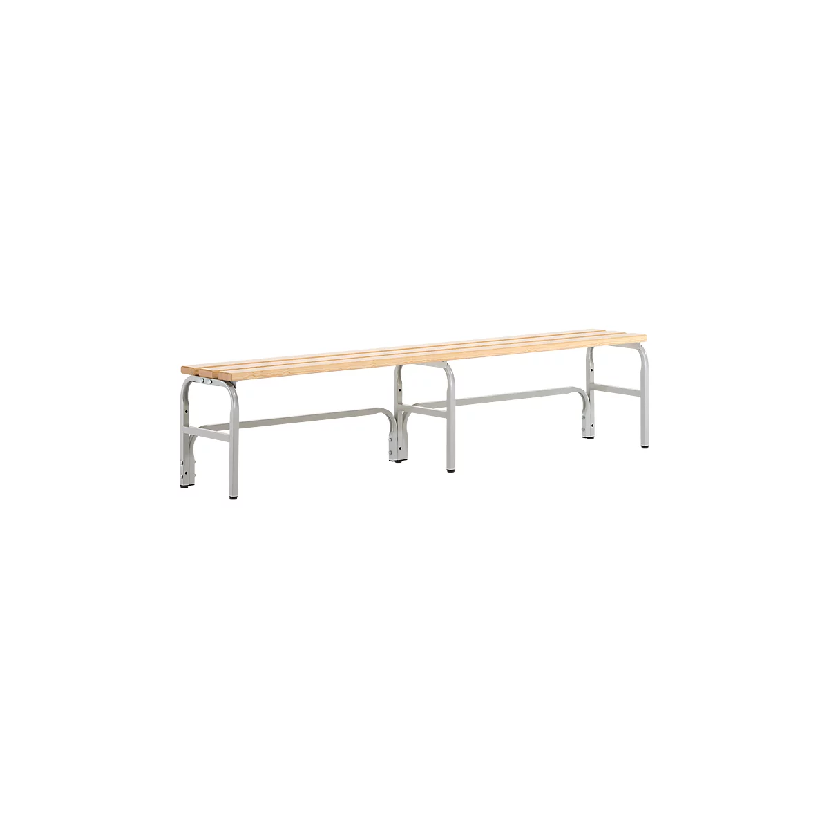Banc de vestiaires, fils en acier/bois, simple, L 2000 mm, gris clair