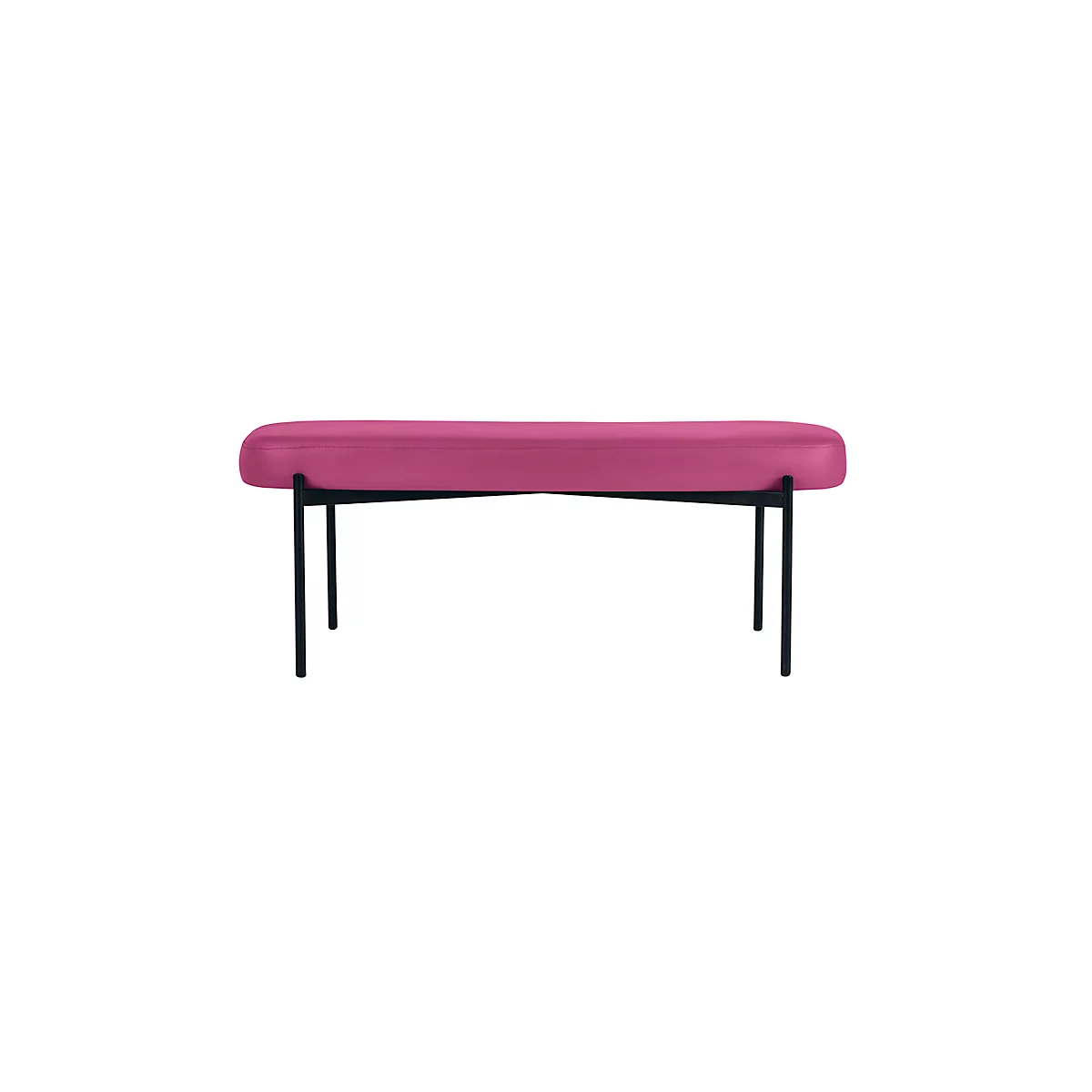 Banc meet® by Paperflow GAIA, ovale L, revêtement en similicuir lilas résistant aux désinfectants, piètement 4 pieds noir mat, L 1180 x P 420 x H 455 mm