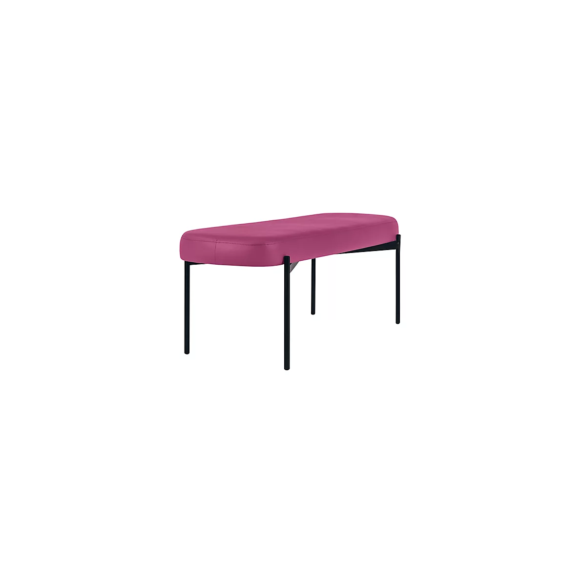 Banc meet® by Paperflow GAIA, ovale L, revêtement en similicuir lilas résistant aux désinfectants, piètement 4 pieds noir mat, L 1180 x P 420 x H 455 mm