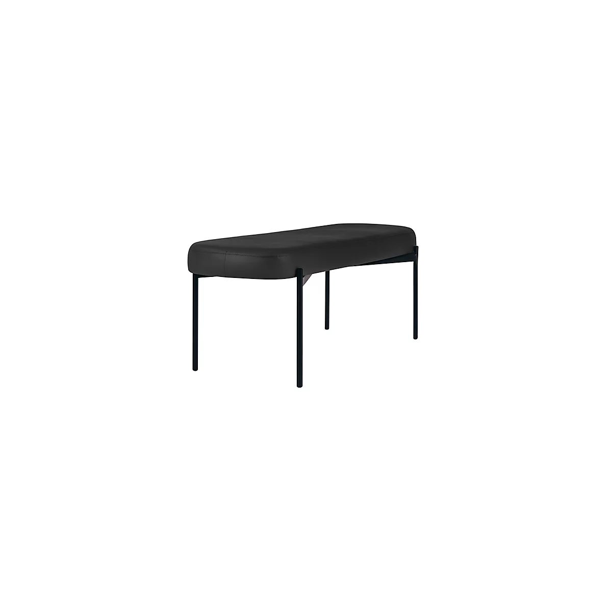 Banc meet® by Paperflow GAIA, ovale L, revêtement en similicuir noir résistant aux désinfectants, piètement 4 pieds noir mat, L 1180 x P 420 x H 455 mm