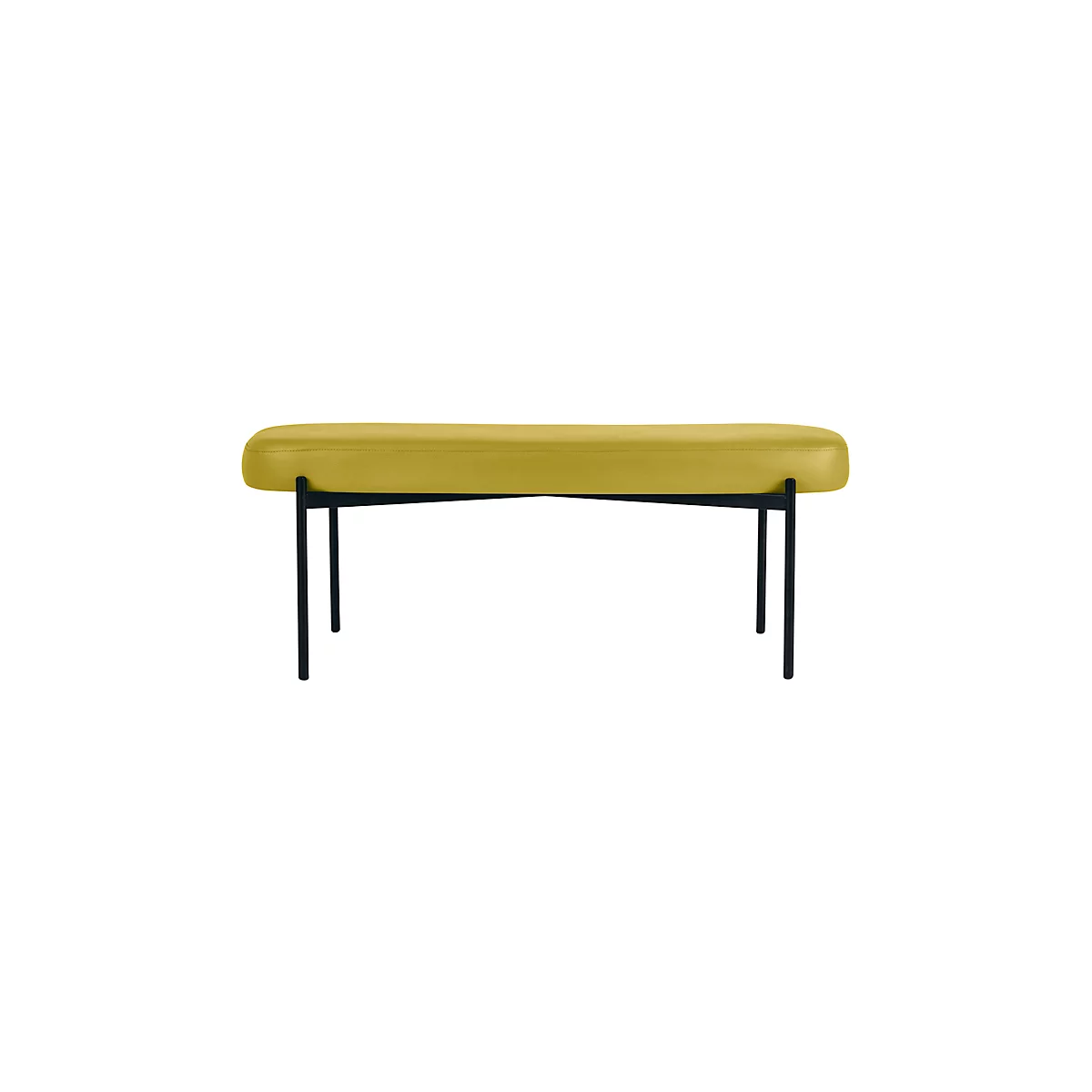 Banc meet® by Paperflow GAIA, ovale L, revêtement en similicuir vert résistant aux désinfectants, piètement 4 pieds noir mat, L 1180 x P 420 x H 455 mm