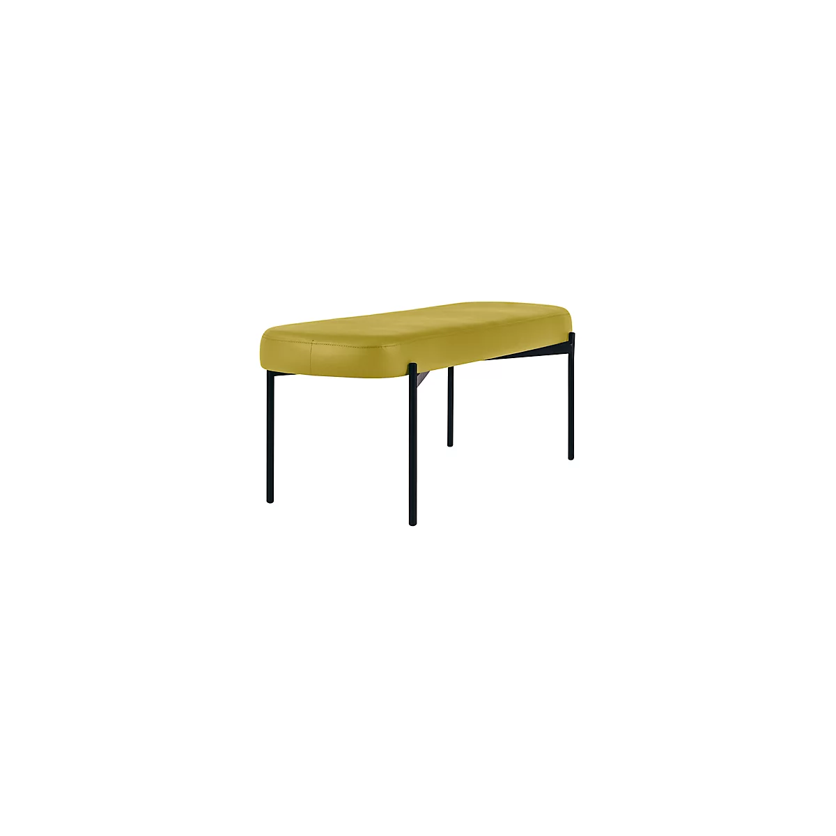 Banc meet® by Paperflow GAIA, ovale L, revêtement en similicuir vert résistant aux désinfectants, piètement 4 pieds noir mat, L 1180 x P 420 x H 455 mm
