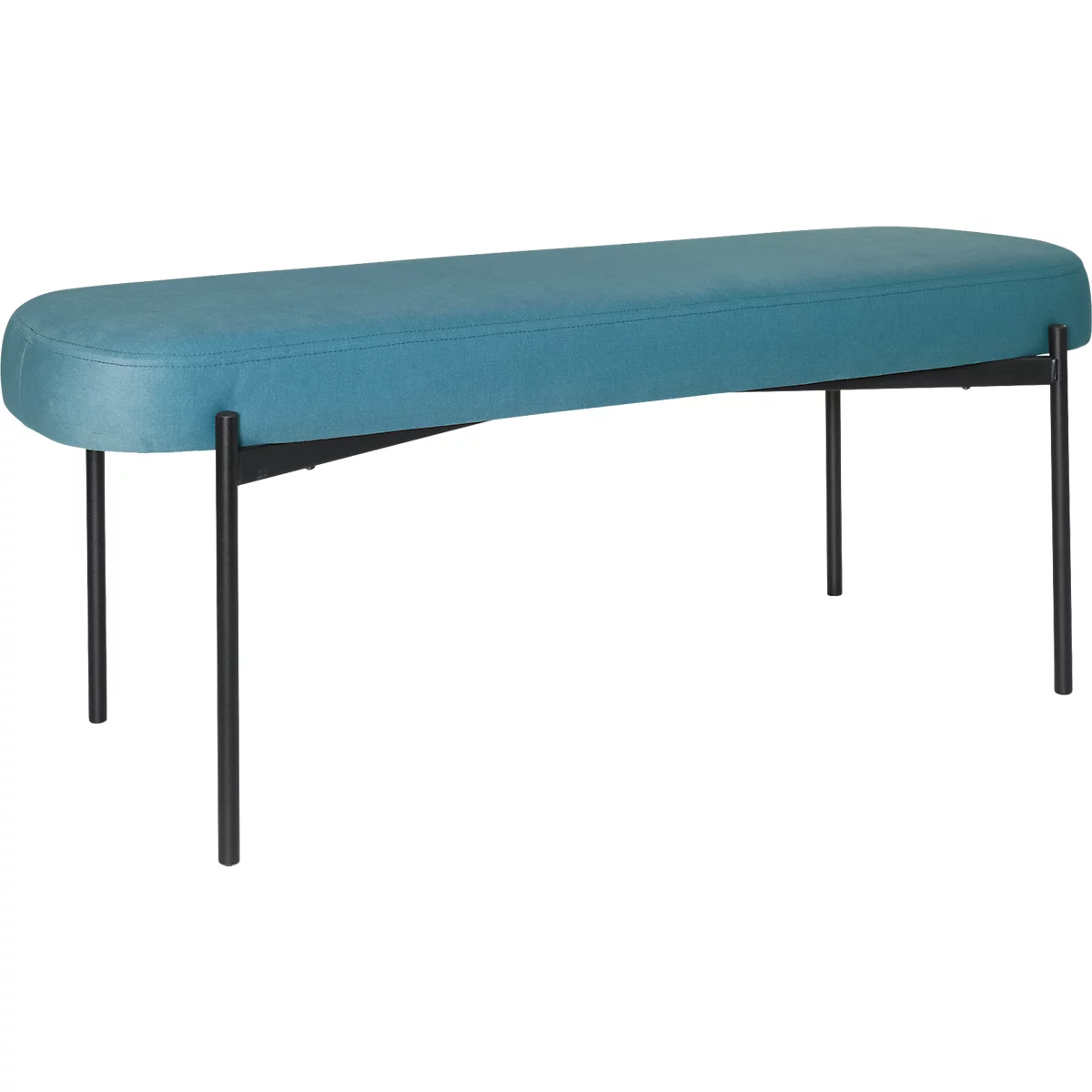 Banc meet® by Paperflow GAIA, ovale L, revêtement tissu bleu, piètement 4 pieds noir mat, L 1180 x P 420 x H 455 mm