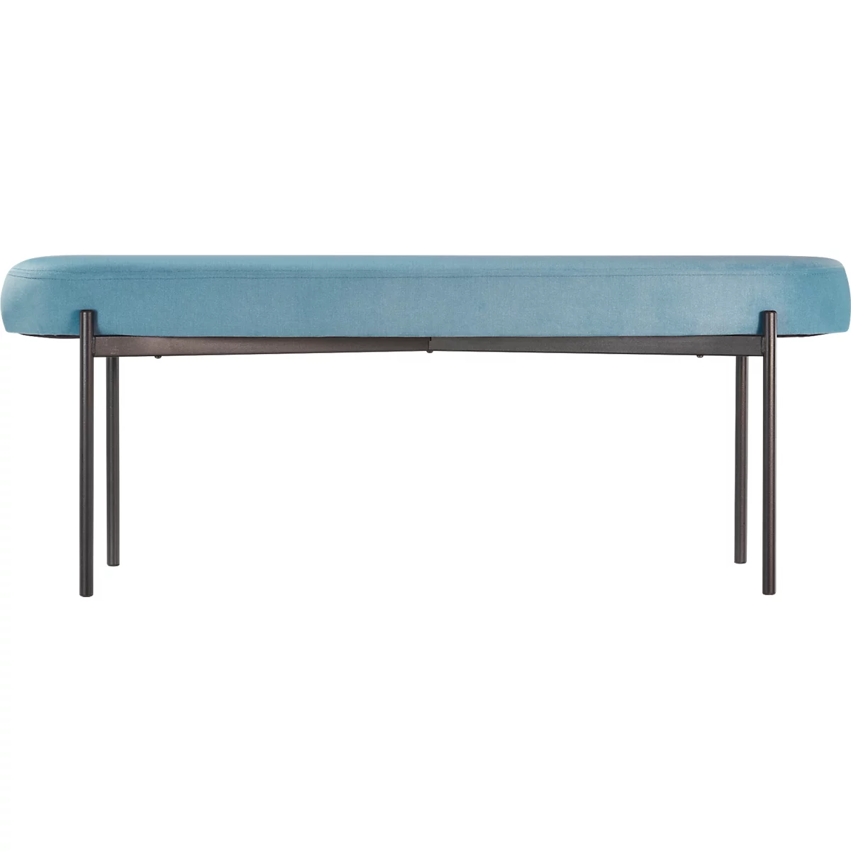 Banc meet® by Paperflow GAIA, ovale L, revêtement tissu bleu, piètement 4 pieds noir mat, L 1180 x P 420 x H 455 mm