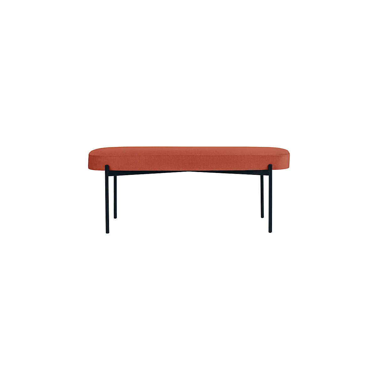 Banc meet® by Paperflow GAIA, ovale L, revêtement tissu brun, piètement 4 pieds noir mat, L 1180 x P 420 x H 455 mm