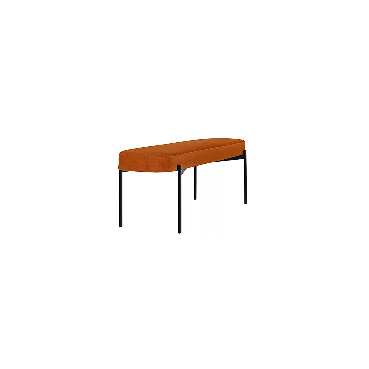 Banc meet® by Paperflow GAIA, ovale L, revêtement tissu brun, piètement 4 pieds noir mat, L 1180 x P 420 x H 455 mm