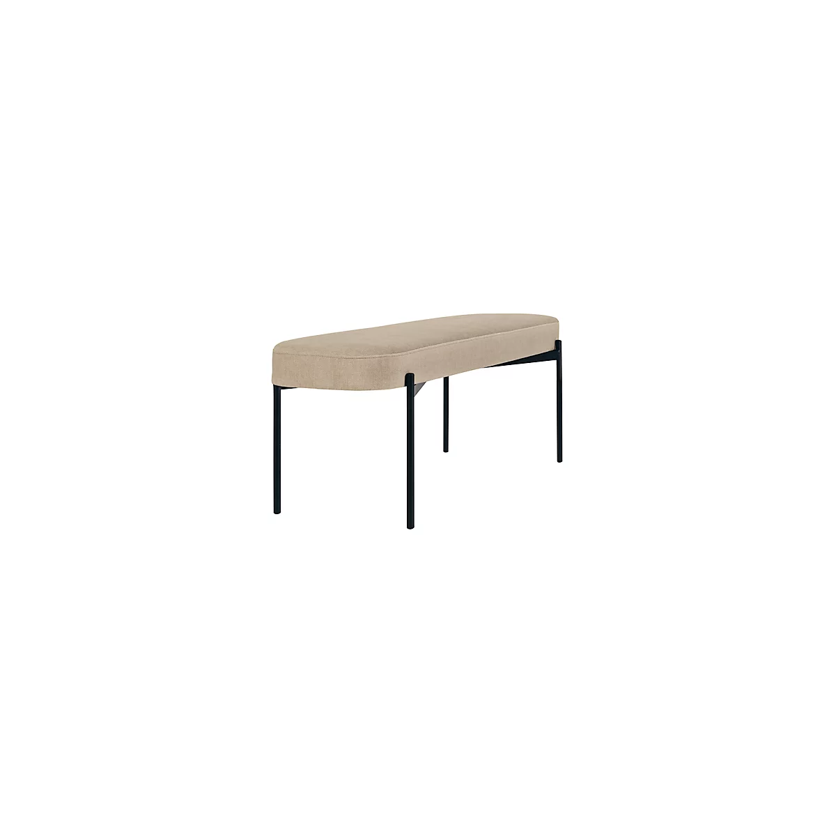 Banc meet® by Paperflow GAIA, ovale L, revêtement tissu ivoire, piètement 4 pieds noir mat, L 1180 x P 420 x H 455 mm