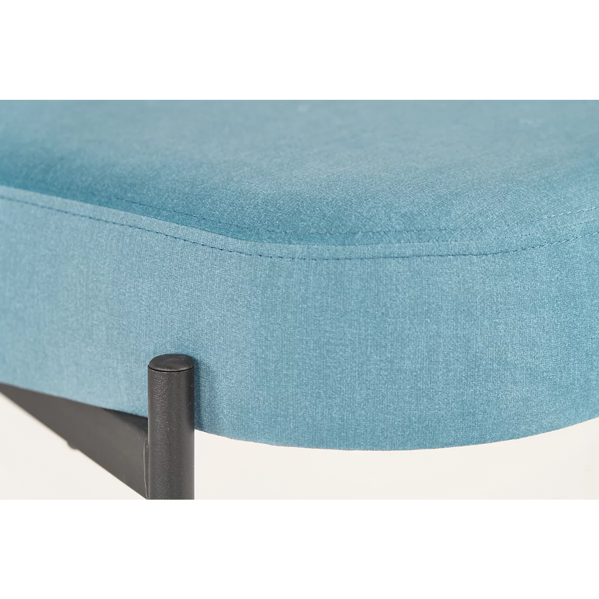 Banc meet® by Paperflow GAIA, ovale L, revêtement tissu vert, piètement 4 pieds noir mat, L 1180 x P 420 x H 455 mm