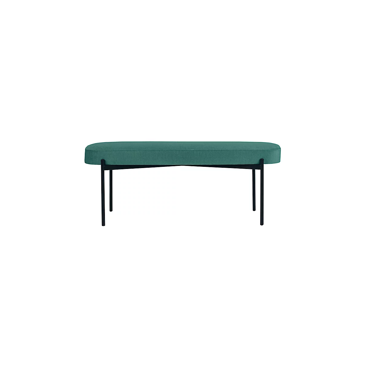 Banc meet® by Paperflow GAIA, ovale L, revêtement tissu vert, piètement 4 pieds noir mat, L 1180 x P 420 x H 455 mm