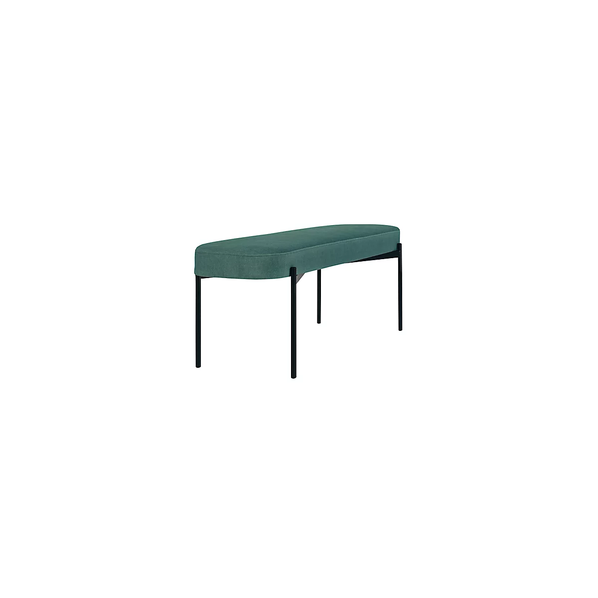 Banc meet® by Paperflow GAIA, ovale L, revêtement tissu vert, piètement 4 pieds noir mat, L 1180 x P 420 x H 455 mm