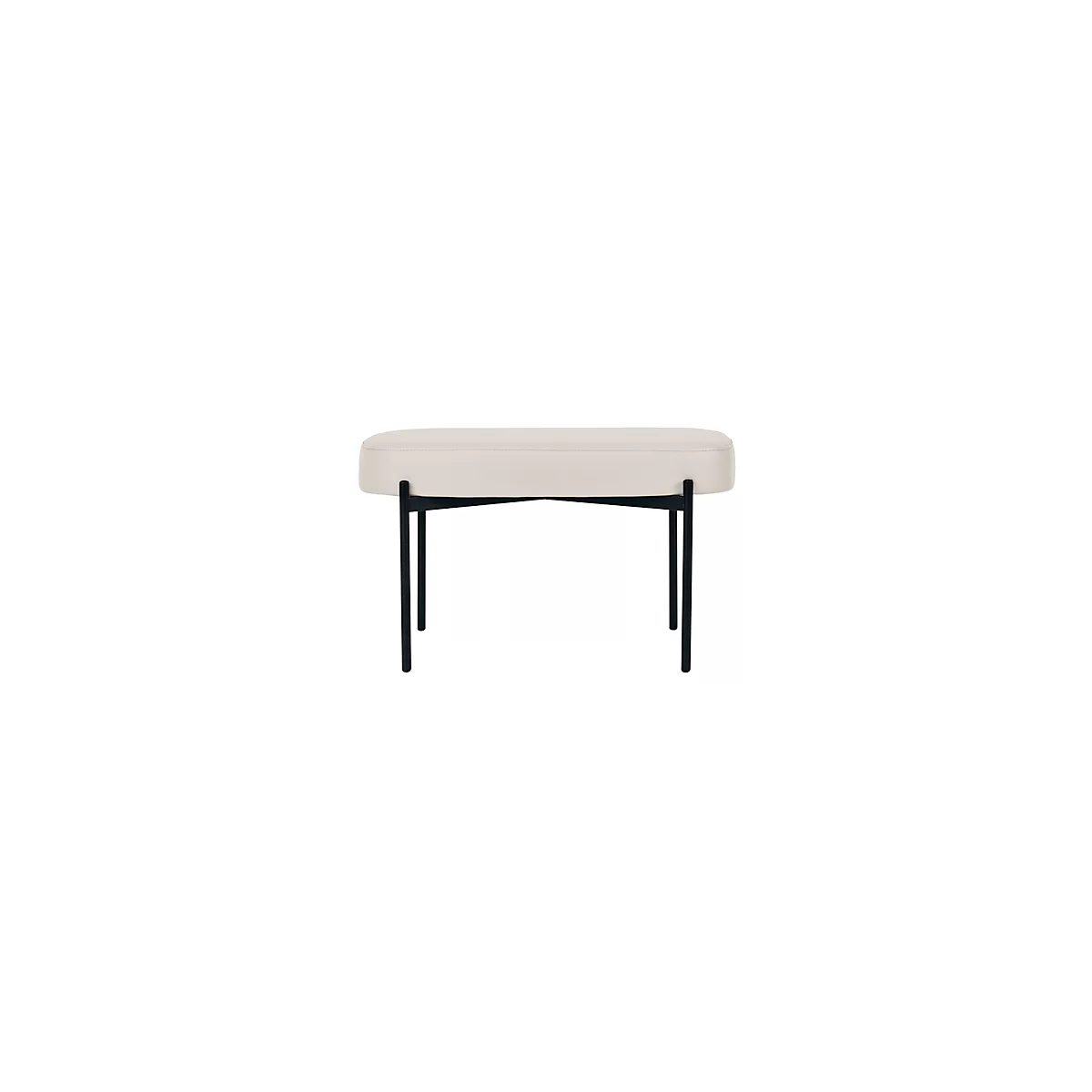 Banc meet® by Paperflow GAIA, ovale M, revêtement en similicuir blanc résistant aux désinfectants, piètement à 4 pieds noir mat, L 790 x P 420 x H 455 mm