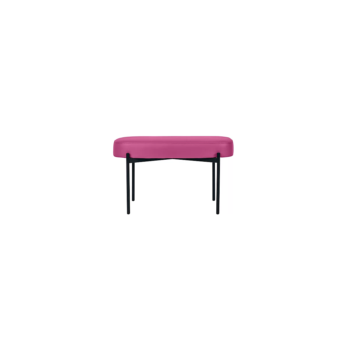 Banc meet® by Paperflow GAIA, ovale M, revêtement en similicuir lilas résistant aux désinfectants, piètement 4 pieds noir mat, L 790 x P 420 x H 455 mm