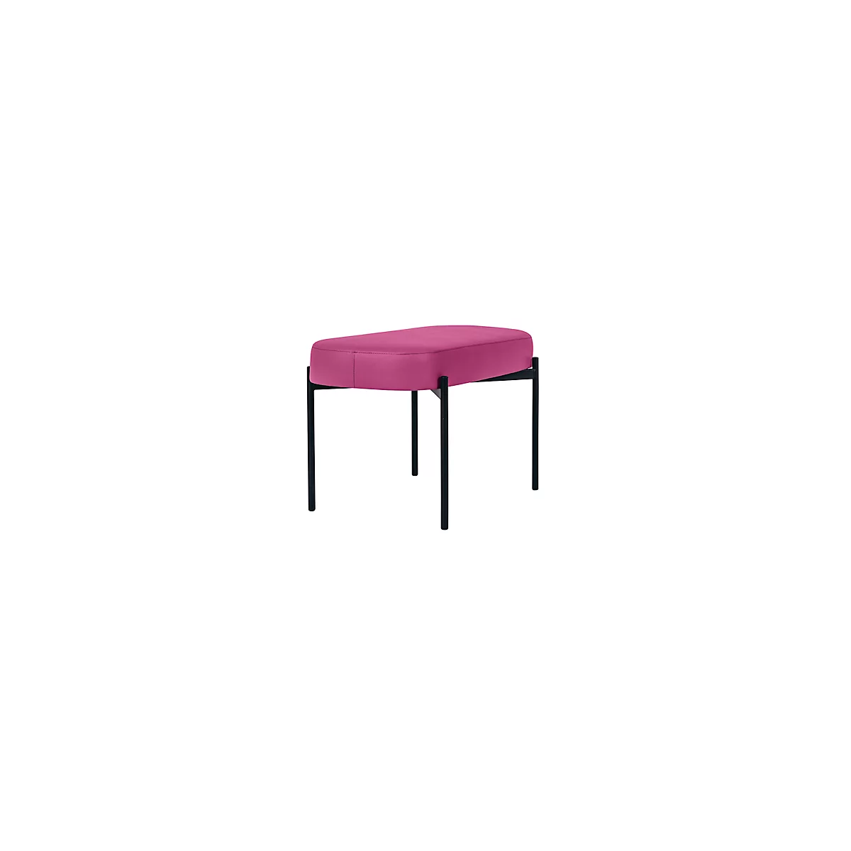 Banc meet® by Paperflow GAIA, ovale M, revêtement en similicuir lilas résistant aux désinfectants, piètement 4 pieds noir mat, L 790 x P 420 x H 455 mm
