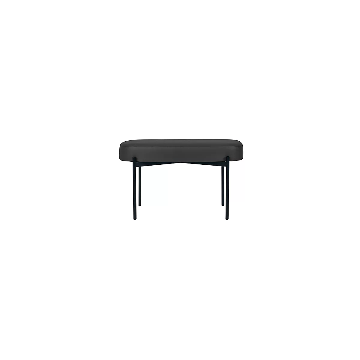 Banc meet® by Paperflow GAIA, ovale M, revêtement en similicuir noir résistant aux désinfectants, piètement 4 pieds noir mat, L 790 x P 420 x H 455 mm