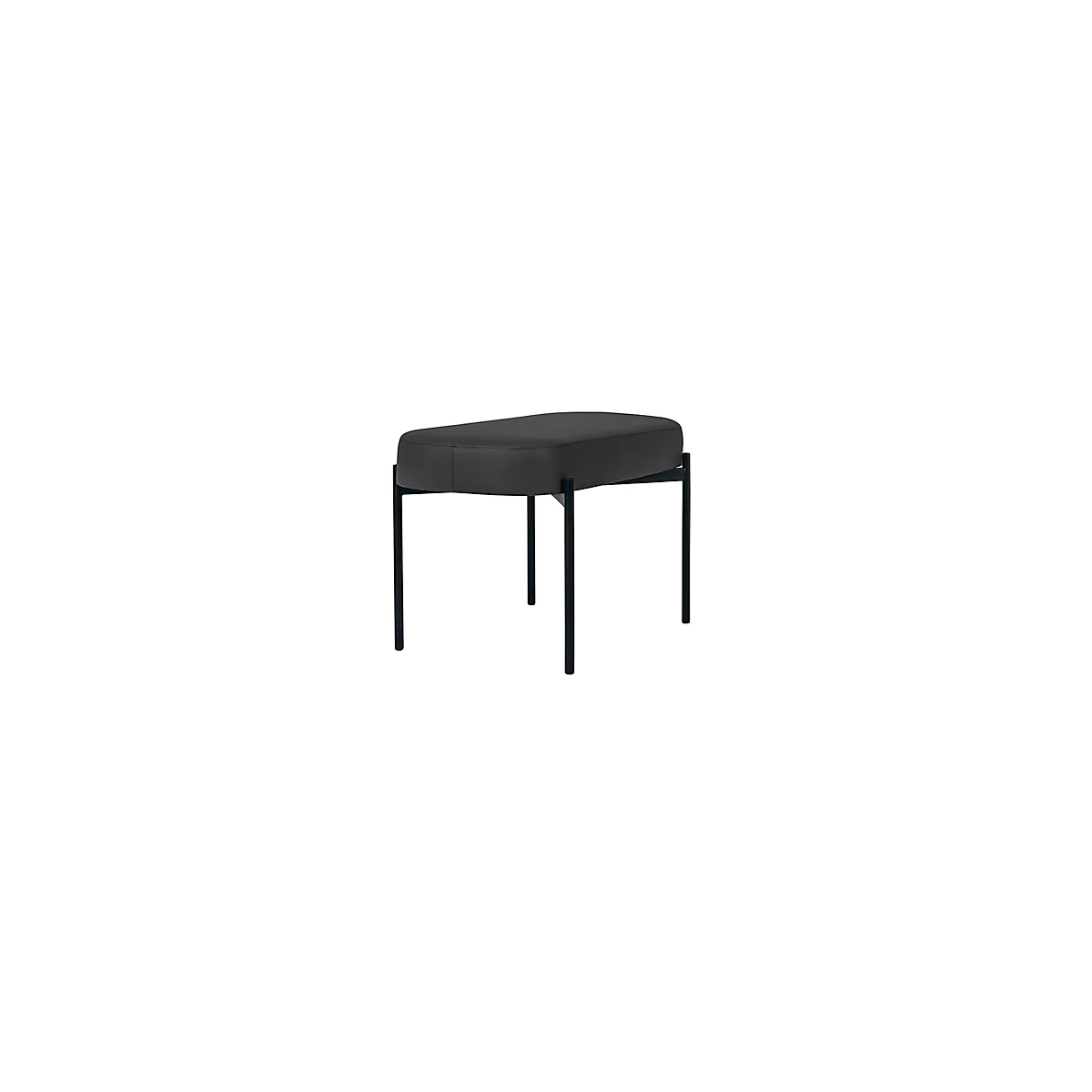 Banc meet® by Paperflow GAIA, ovale M, revêtement en similicuir noir résistant aux désinfectants, piètement 4 pieds noir mat, L 790 x P 420 x H 455 mm