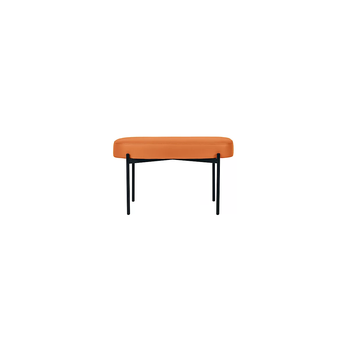 Banc meet® by Paperflow GAIA, ovale M, revêtement en similicuir orange résistant aux désinfectants, piètement 4 pieds noir mat, L 790 x P 420 x H 455 mm