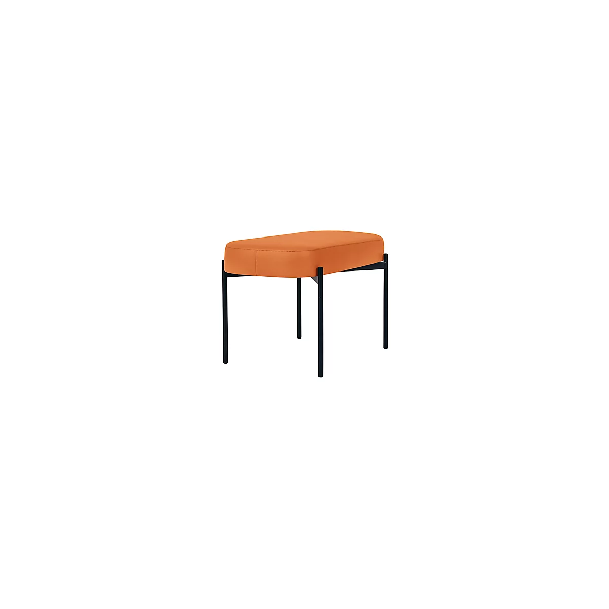 Banc meet® by Paperflow GAIA, ovale M, revêtement en similicuir orange résistant aux désinfectants, piètement 4 pieds noir mat, L 790 x P 420 x H 455 mm